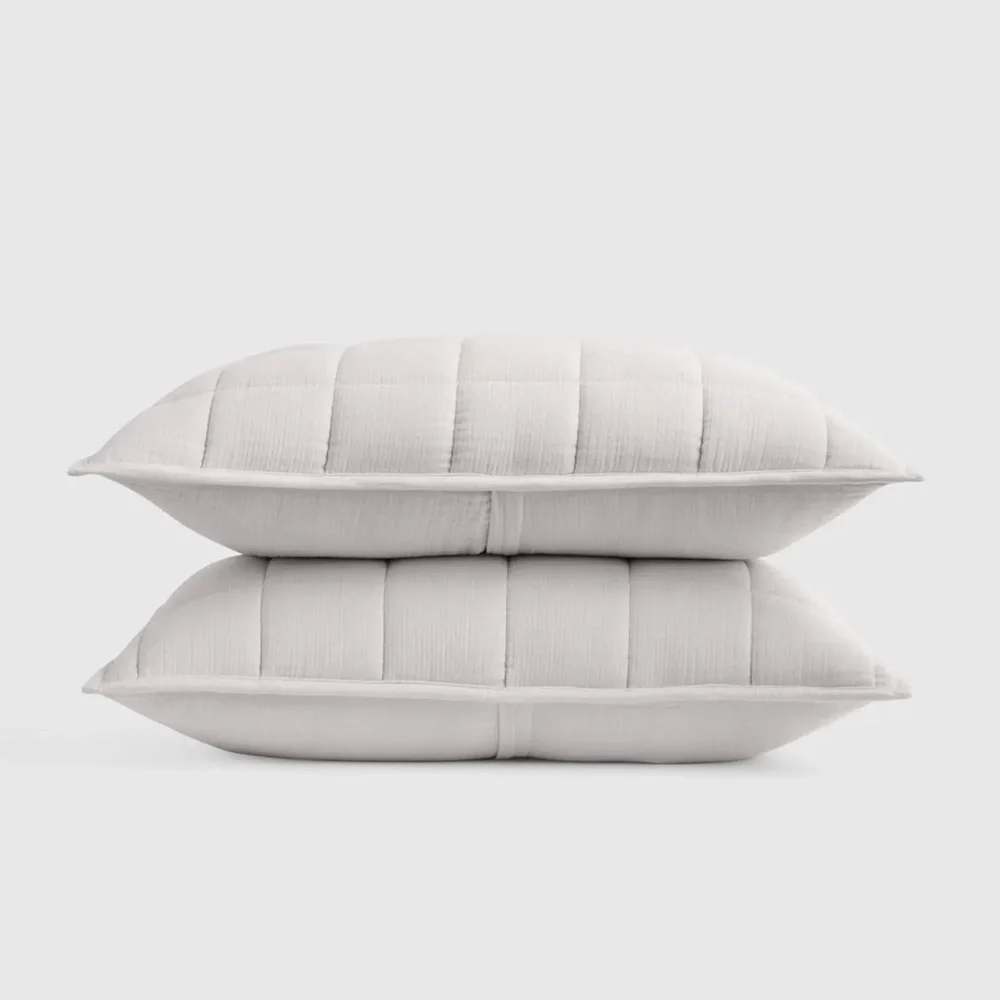 NWT Organic Airy Gauze Box Quilt King Sham Set